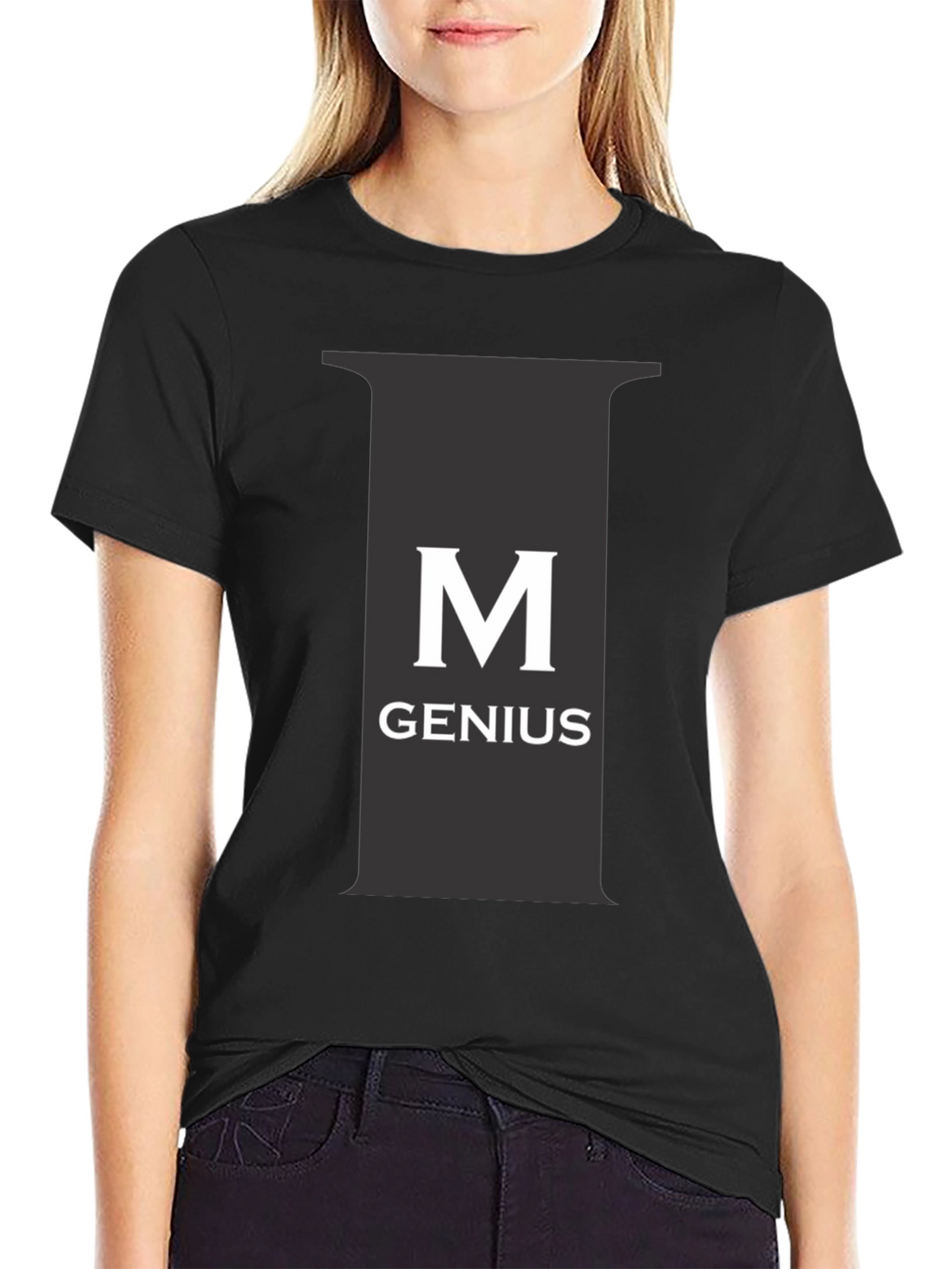 Genius Black Tee - M Letter Graphic