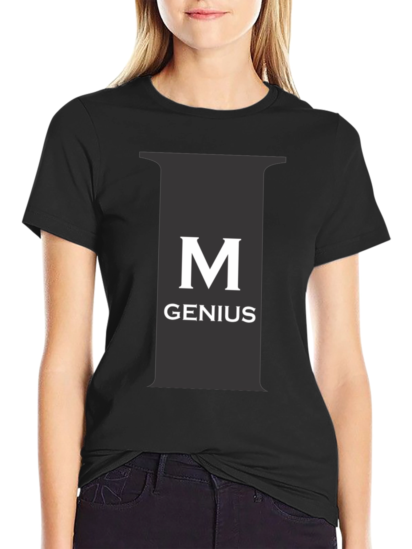 Genius Black Tee - M Letter Graphic