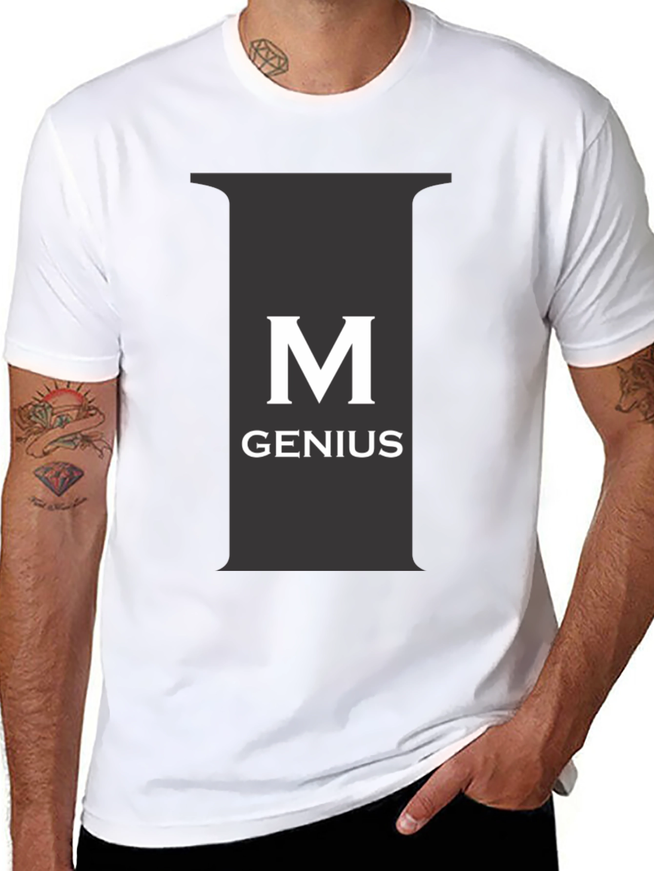 Genius Black Tee - M Letter Graphic