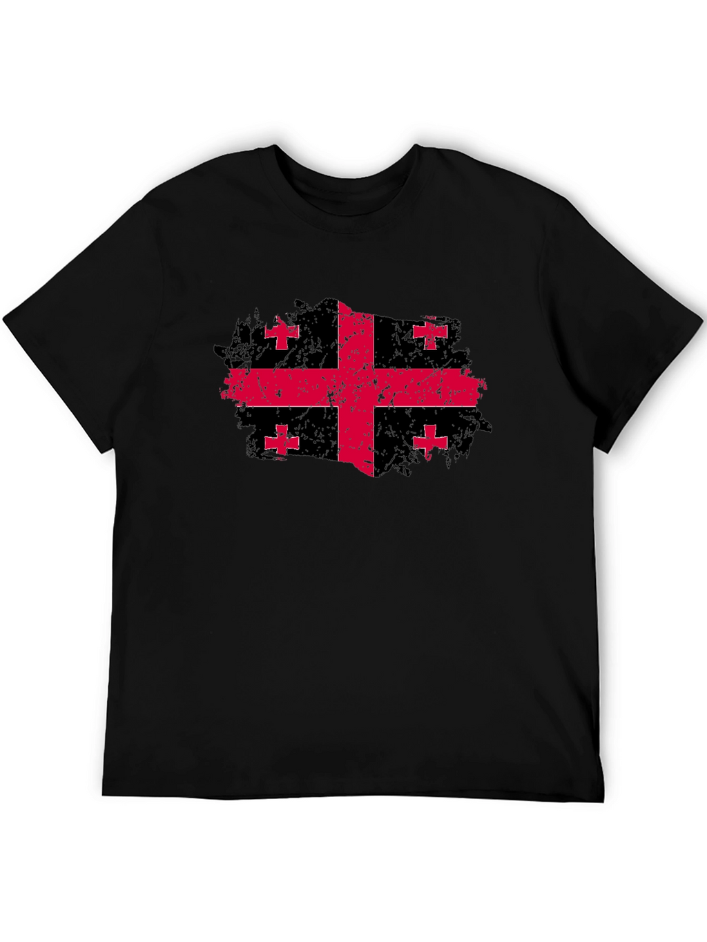 Georgia Flag Grunge Style Black T-Shirt