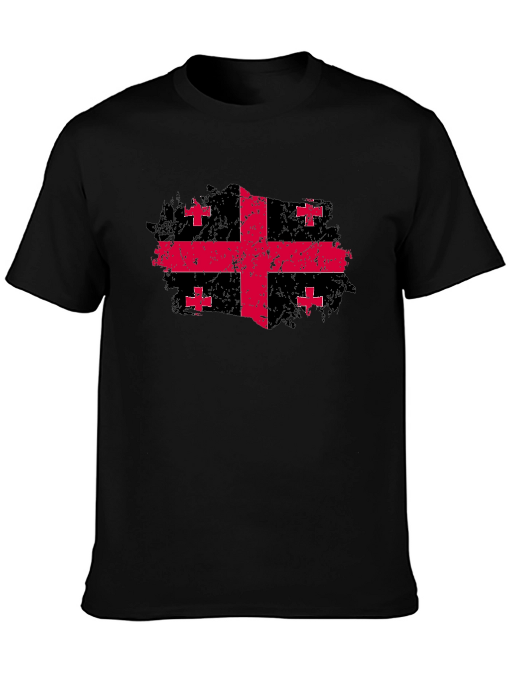 Georgia Flag Grunge Style Black T-Shirt