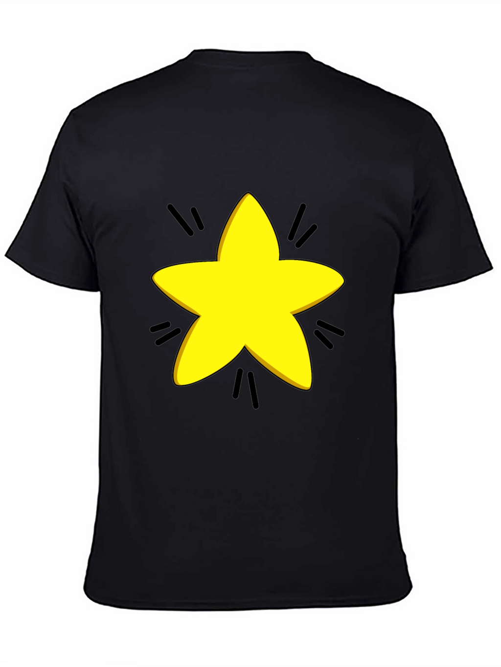 Yellow Star Graphic Black T-Shirt