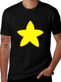 Yellow Star Graphic Black T-Shirt