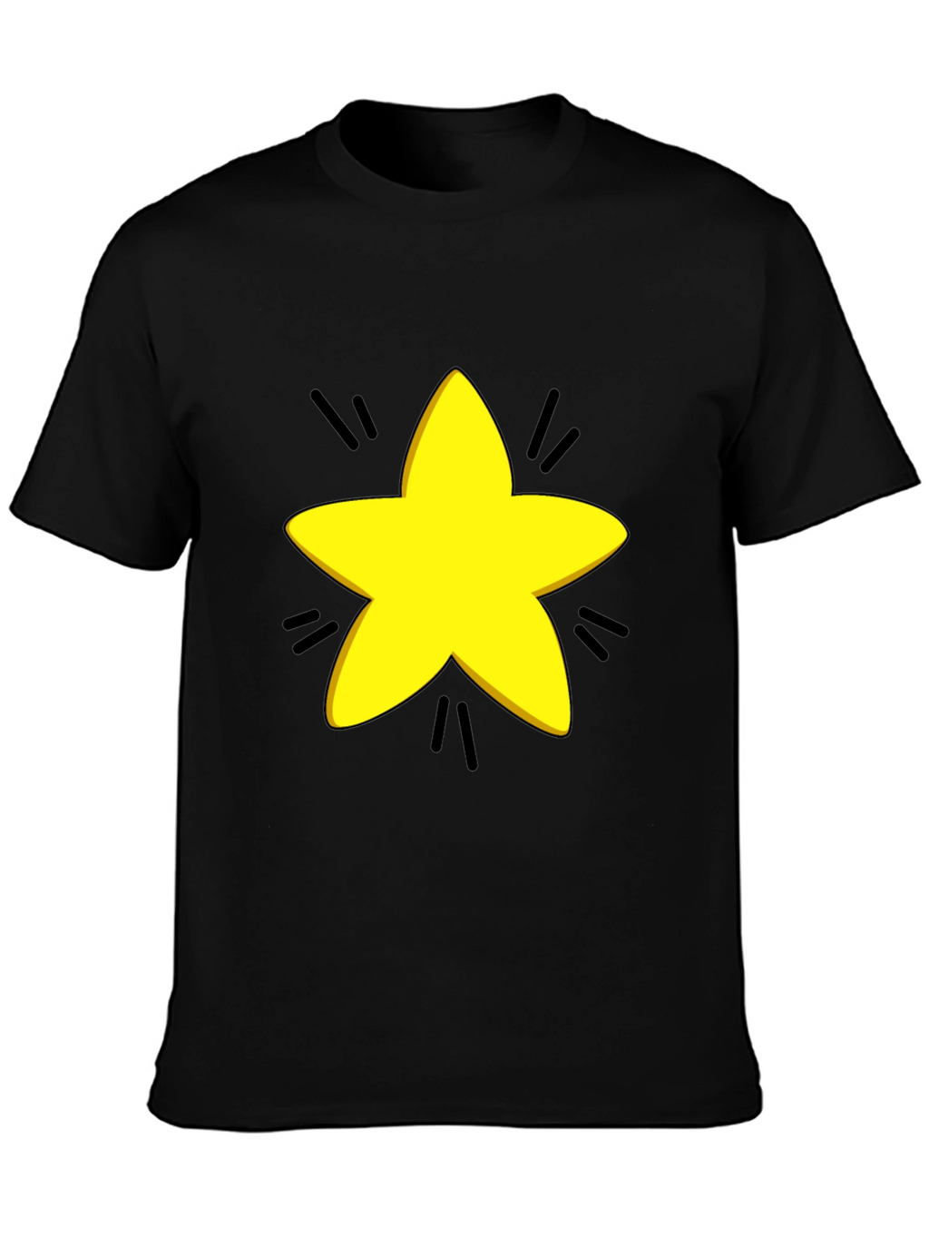 Yellow Star Graphic Black T-Shirt