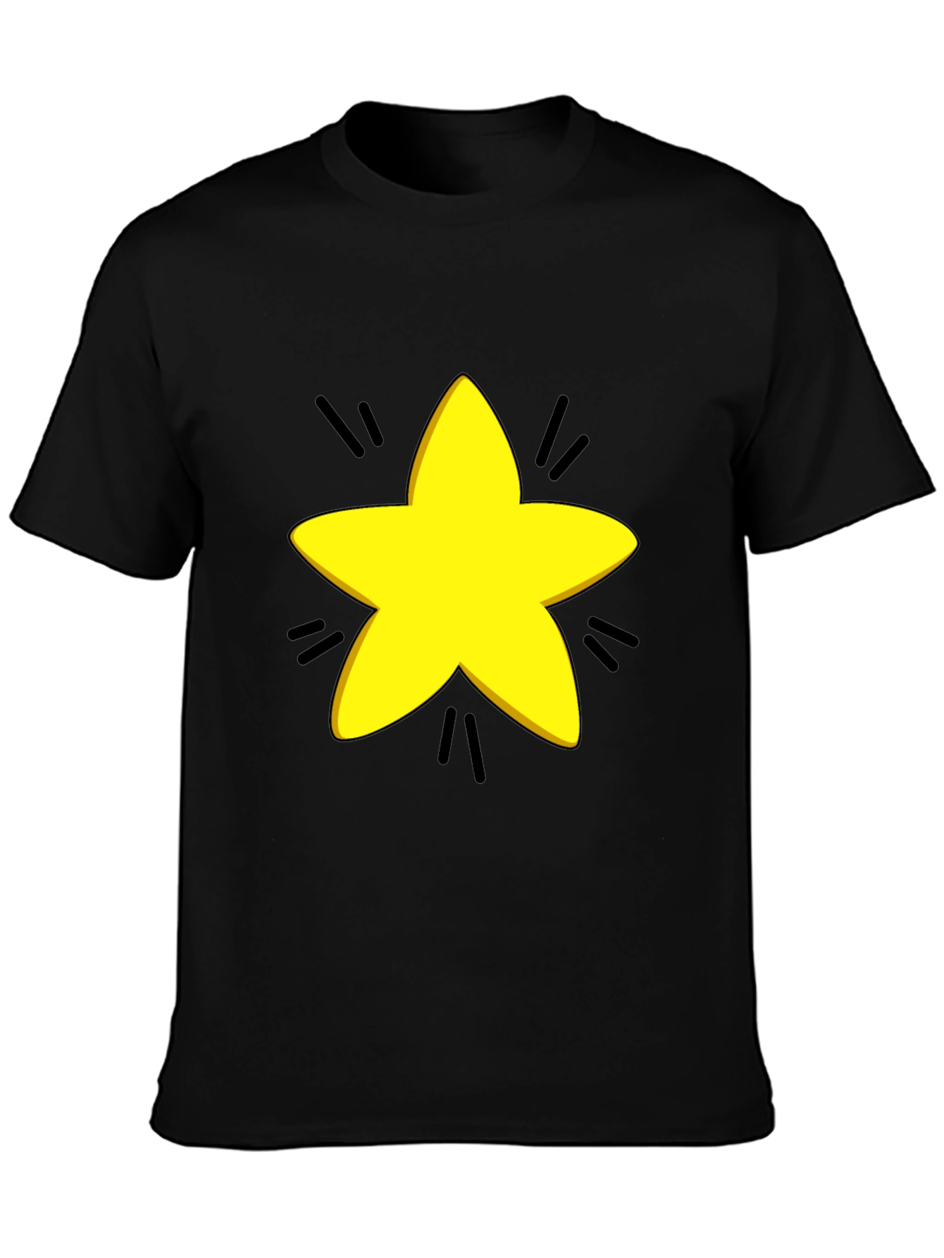 Yellow Star Graphic Black T-Shirt