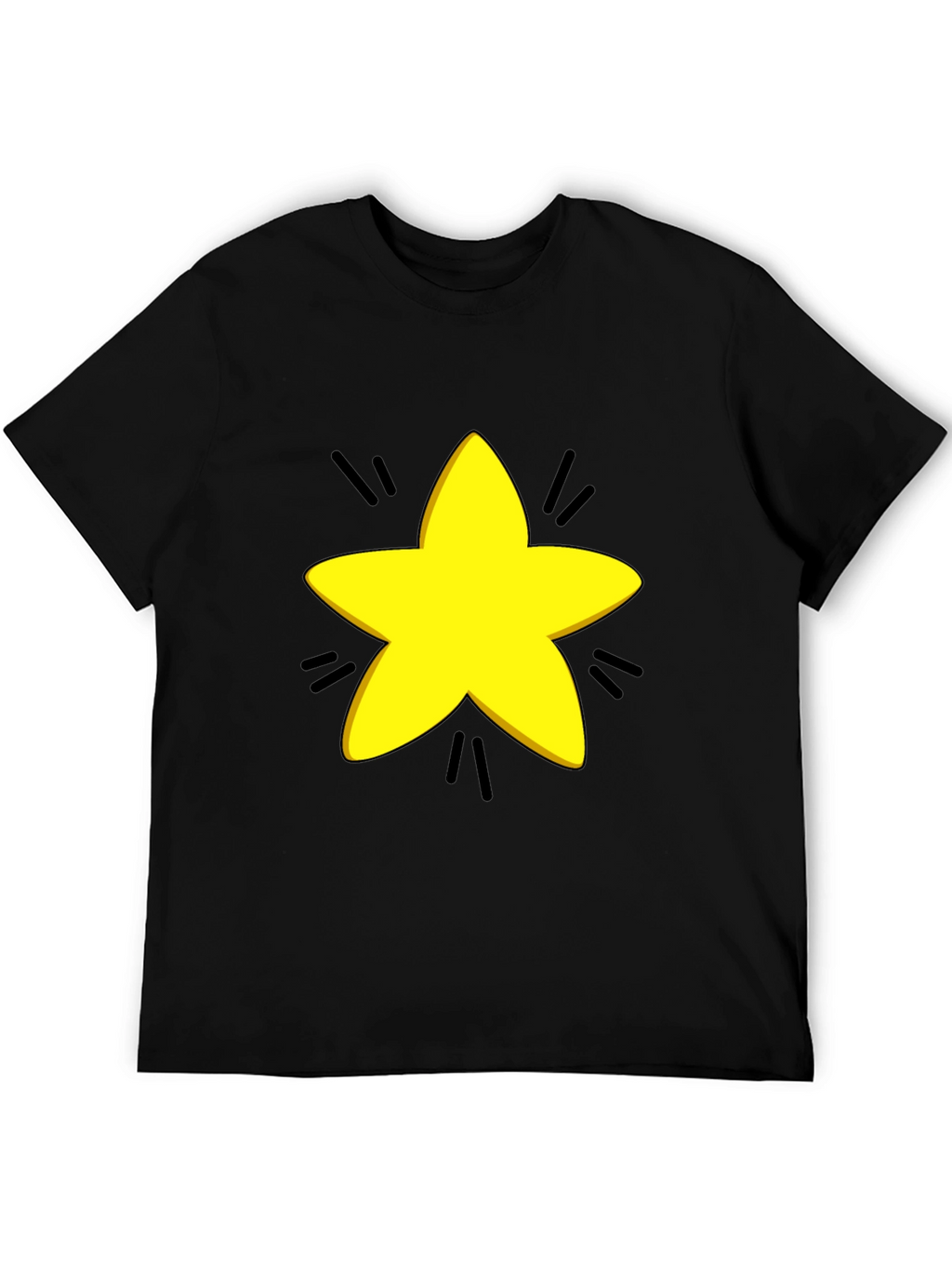 Yellow Star Graphic Black T-Shirt