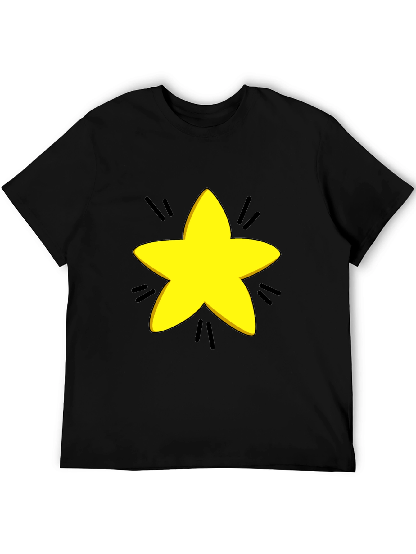 Yellow Star Graphic Black T-Shirt
