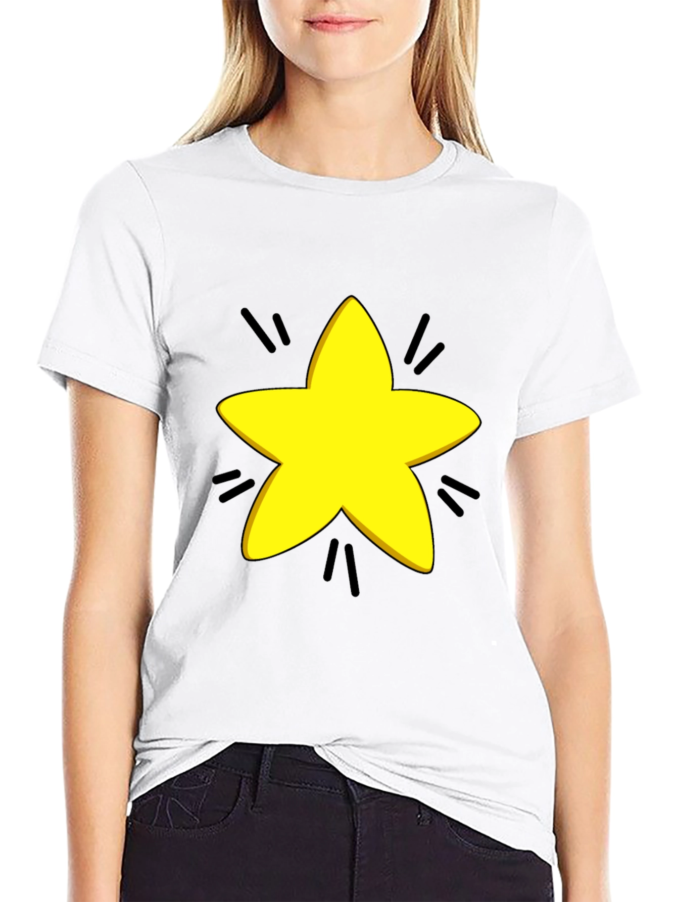 Yellow Star Graphic Black T-Shirt