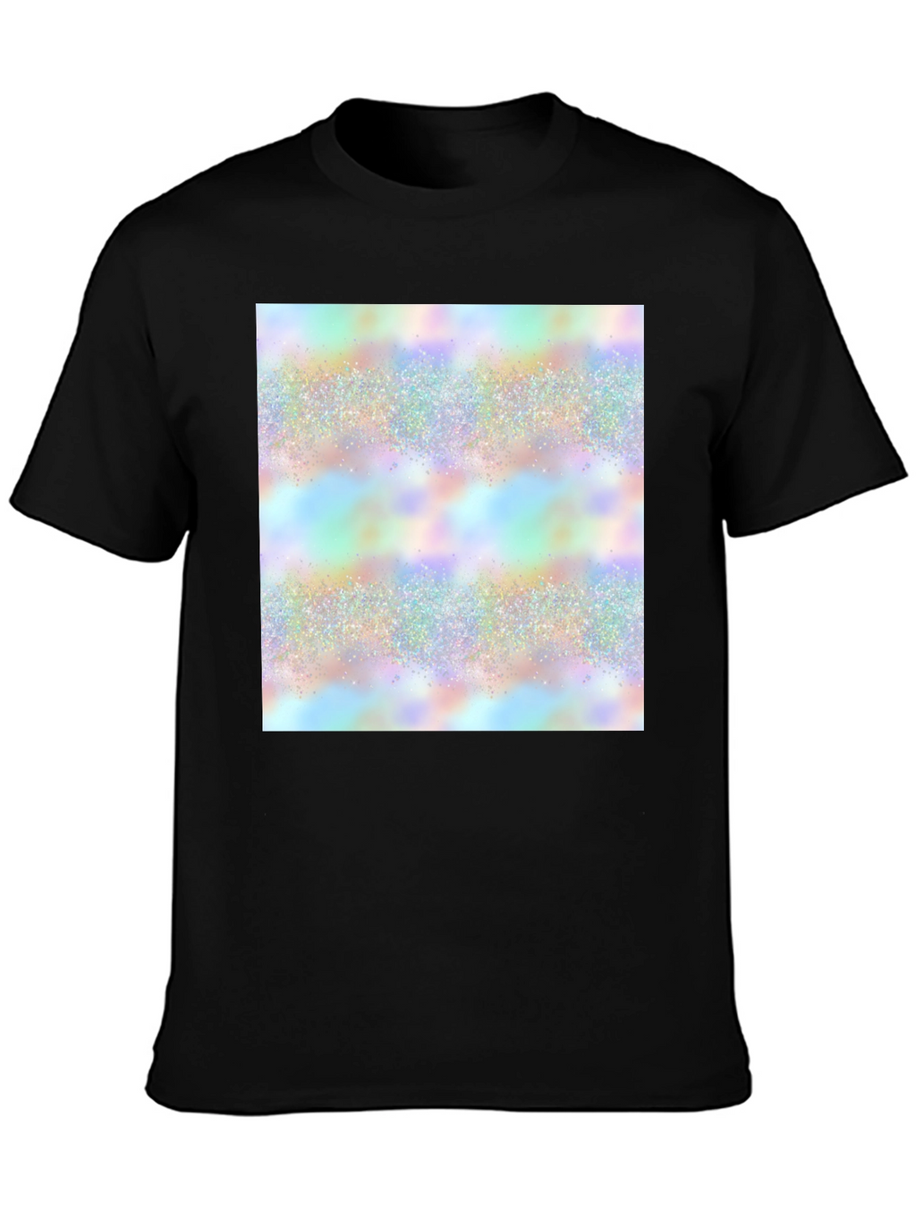 Mens Black T-Shirt with Holographic Pattern