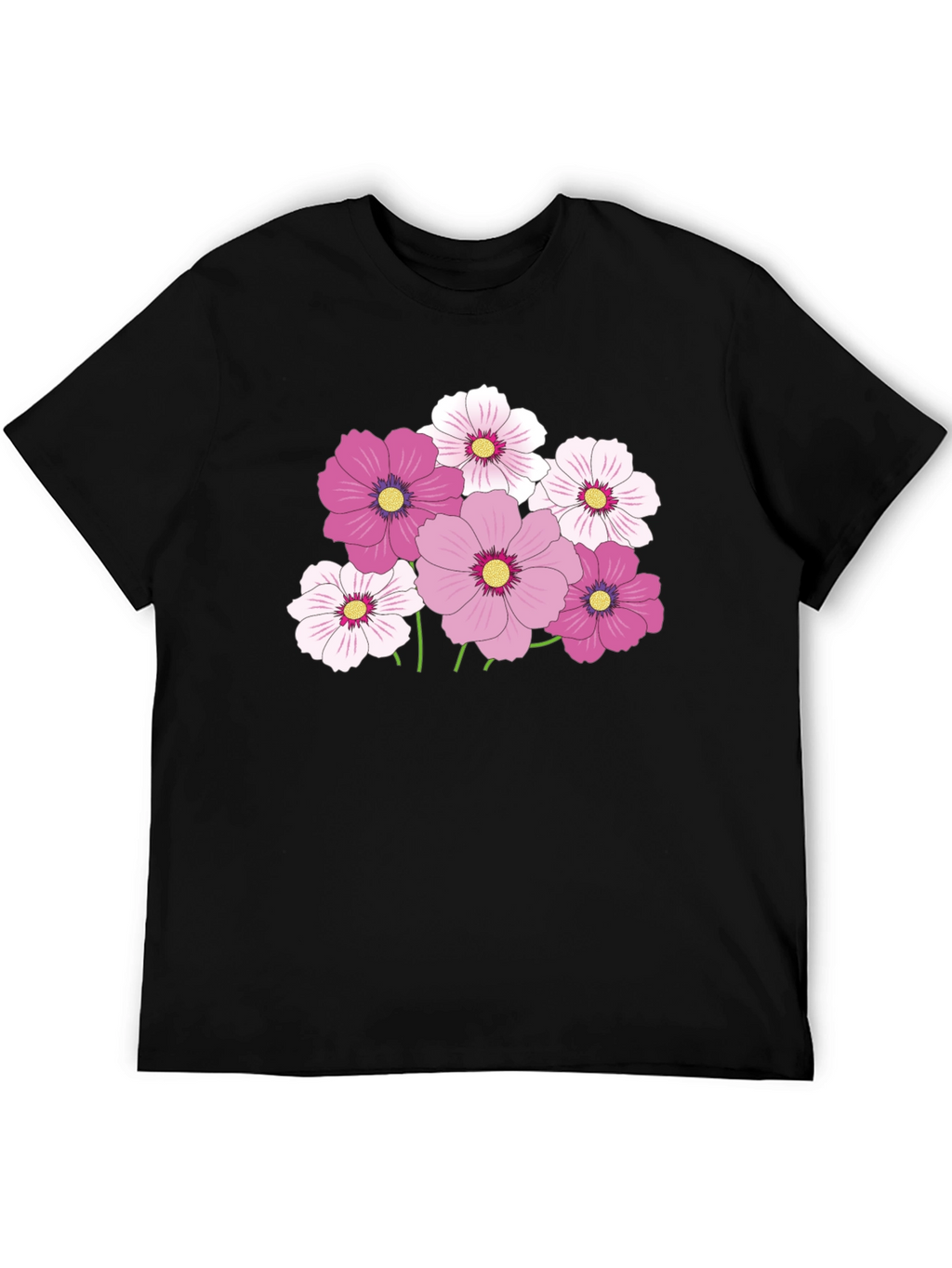 Floral Graphic Tee - Pink Cosmos Flower Design