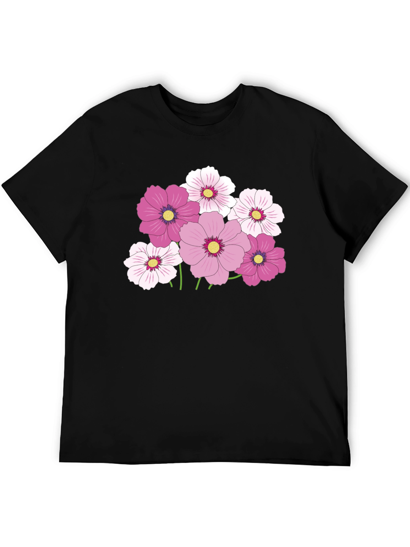 Floral Graphic Tee - Pink Cosmos Flower Design