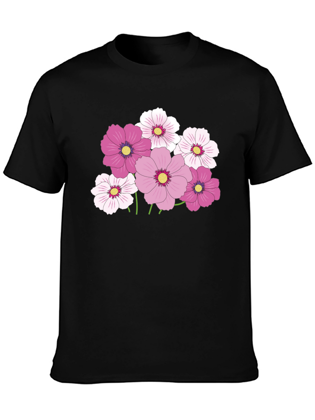 Floral Graphic Tee - Pink Cosmos Flower Design