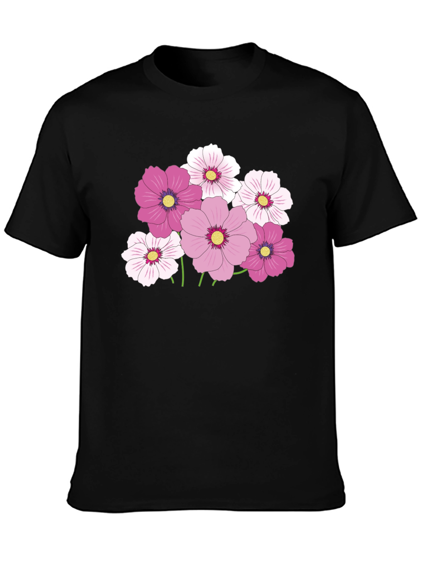 Floral Graphic Tee - Pink Cosmos Flower Design