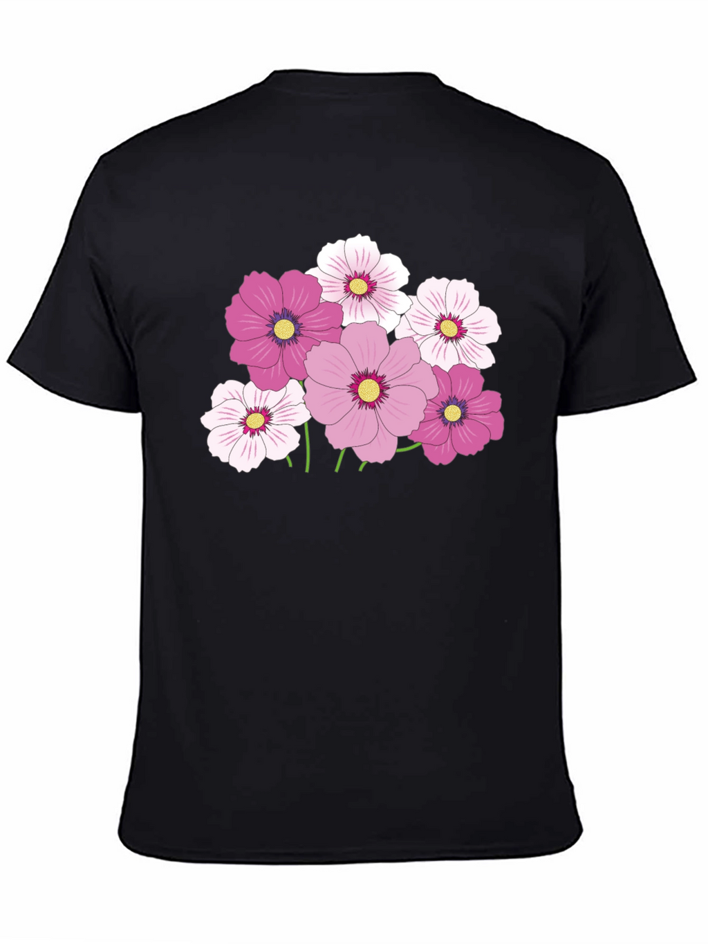 Floral Graphic Tee - Pink Cosmos Flower Design