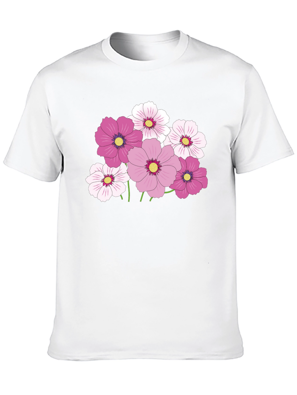 Floral Graphic Tee - Pink Cosmos Flower Design