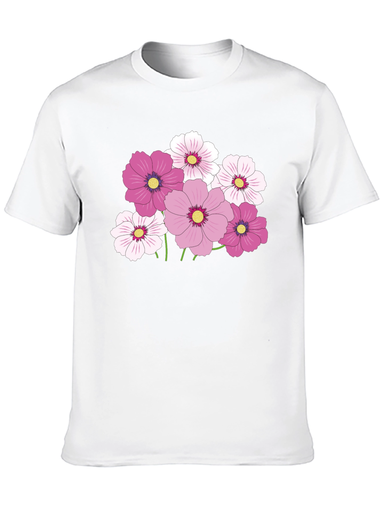 Floral Graphic Tee - Pink Cosmos Flower Design
