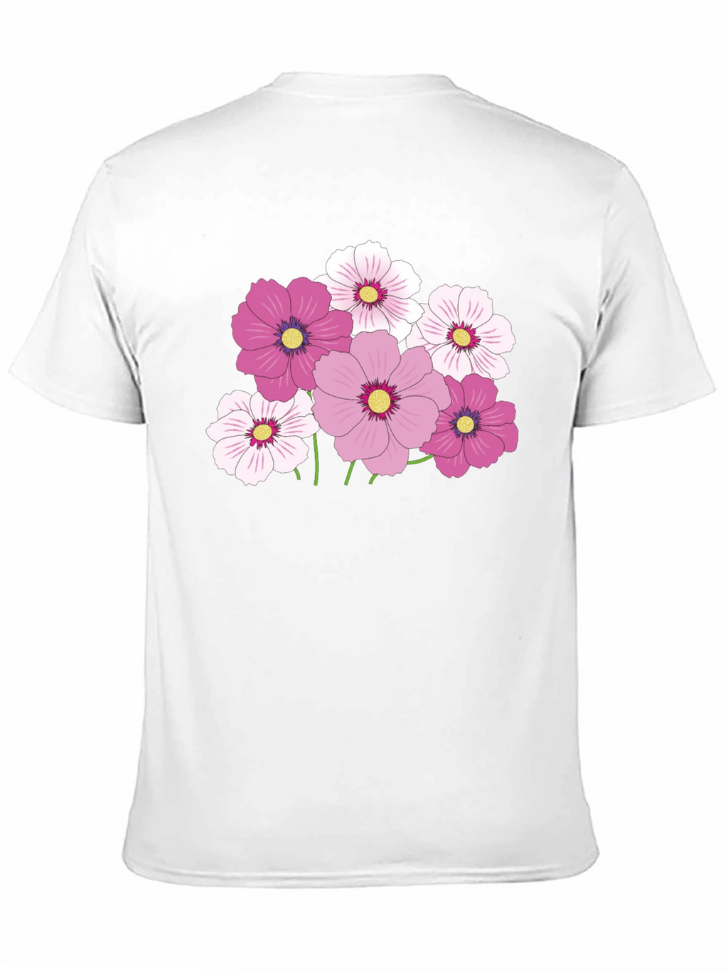 Floral Graphic Tee - Pink Cosmos Flower Design