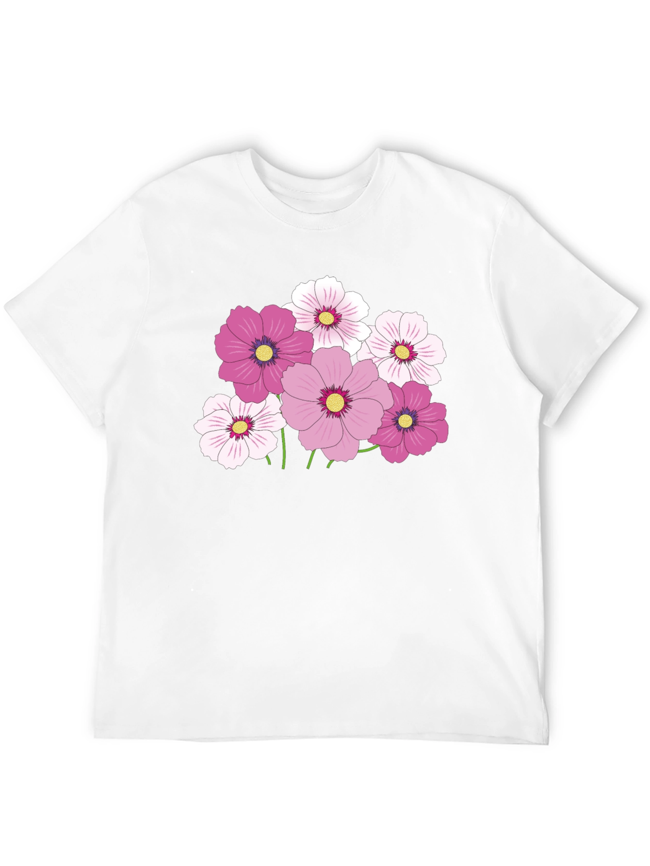 Floral Graphic Tee - Pink Cosmos Flower Design