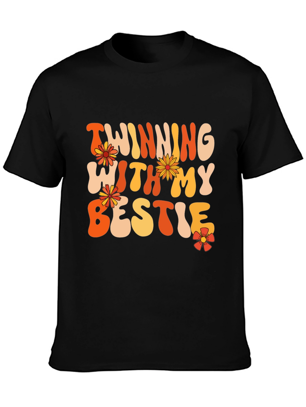 Twinning With My Bestie Black Graphic Tee