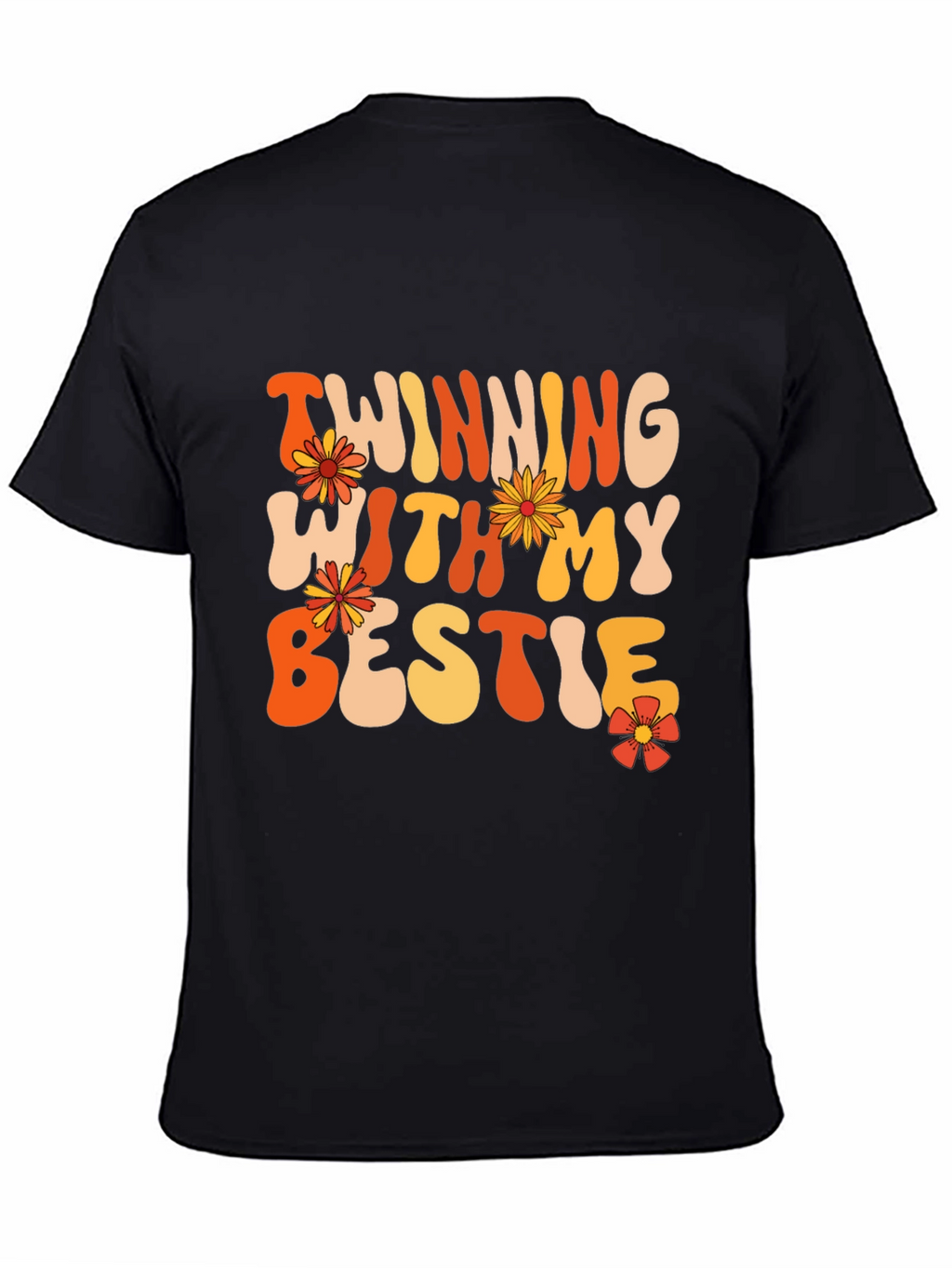 Twinning With My Bestie Black Graphic Tee
