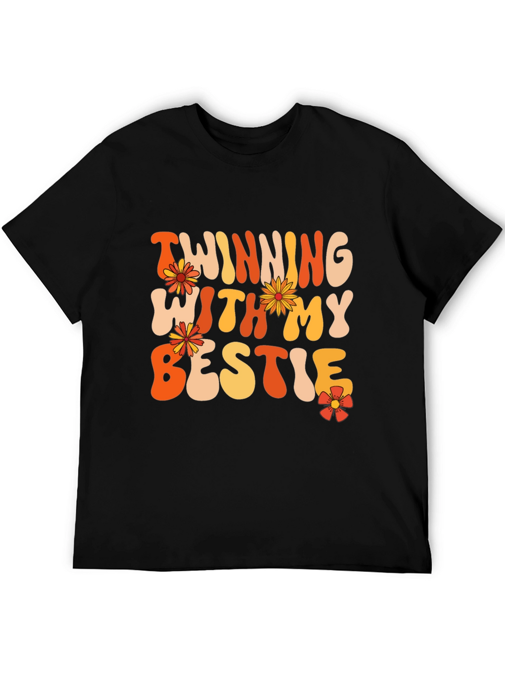 Twinning With My Bestie Black Graphic Tee