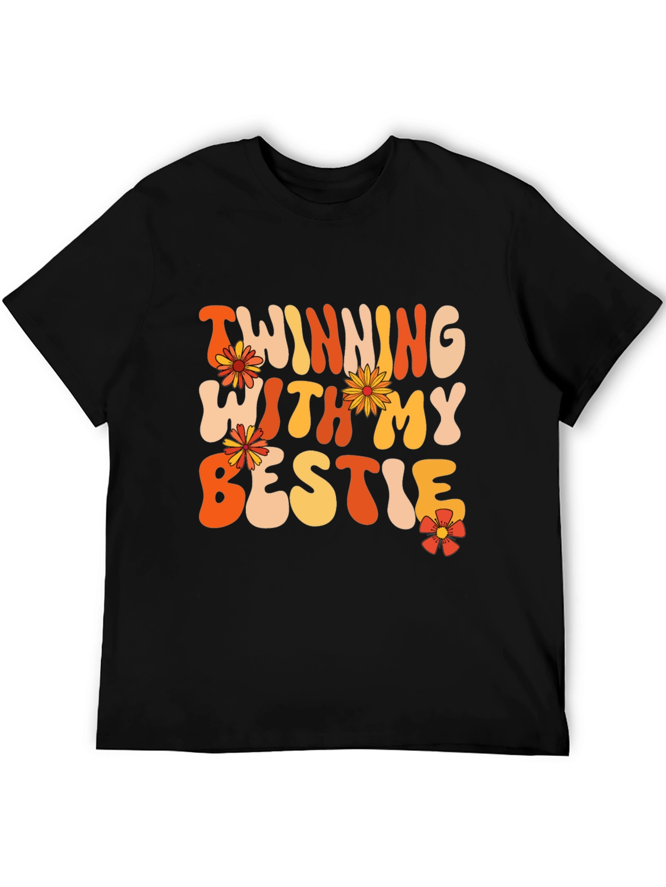 Twinning With My Bestie Black Graphic Tee