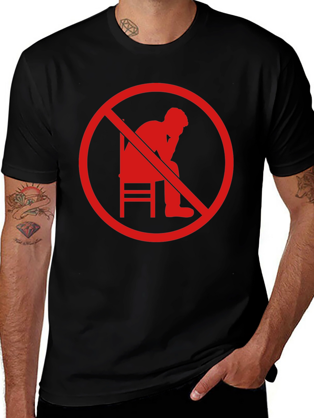 No Thinking Graphic T-Shirt - Mens Black Tee