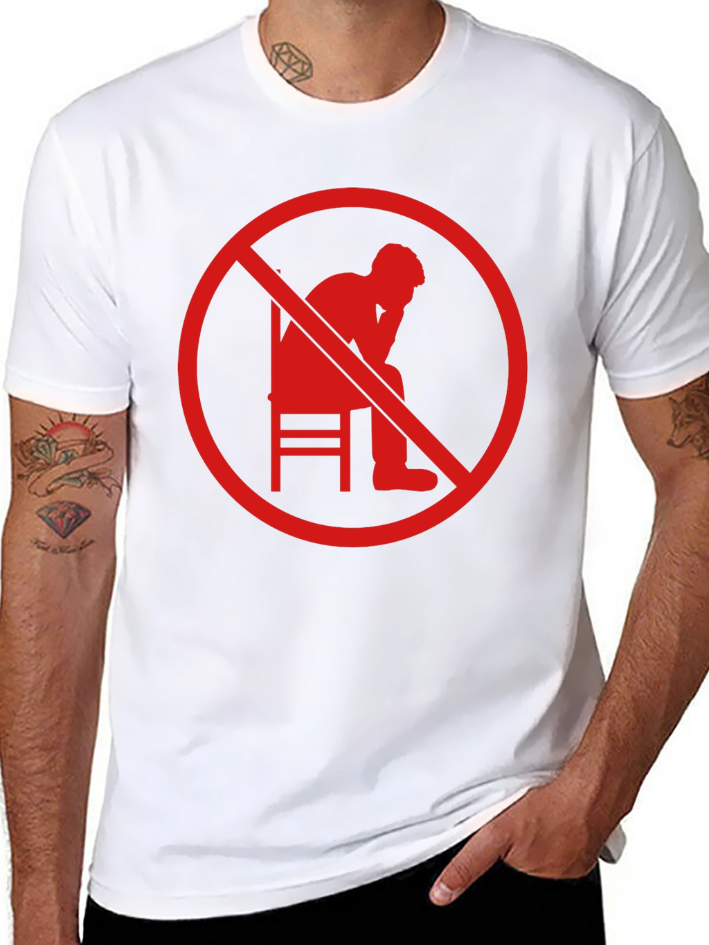 No Thinking Graphic T-Shirt - Mens Black Tee