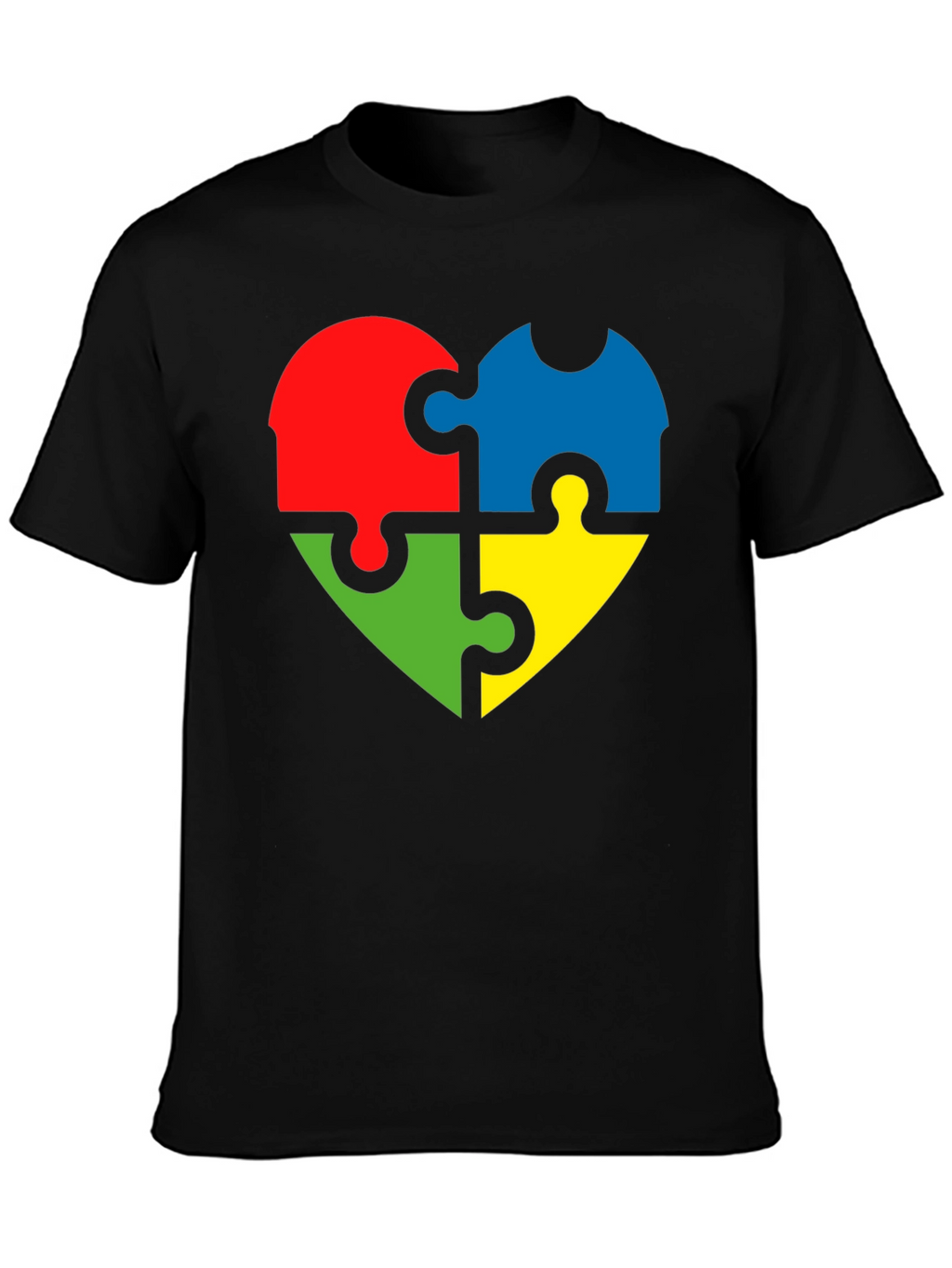 Autism Awareness Puzzle Heart Tee - Black