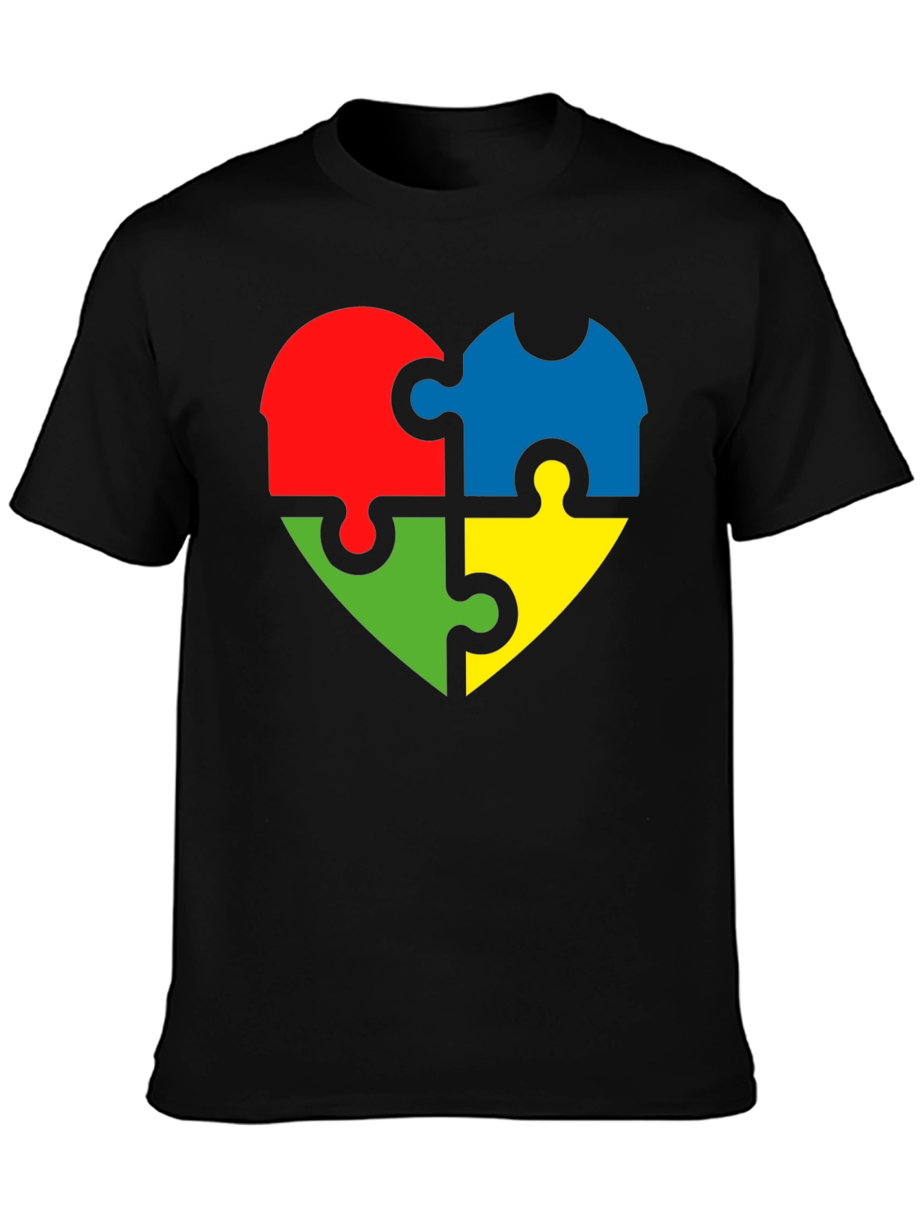 Autism Awareness Puzzle Heart Tee - Black