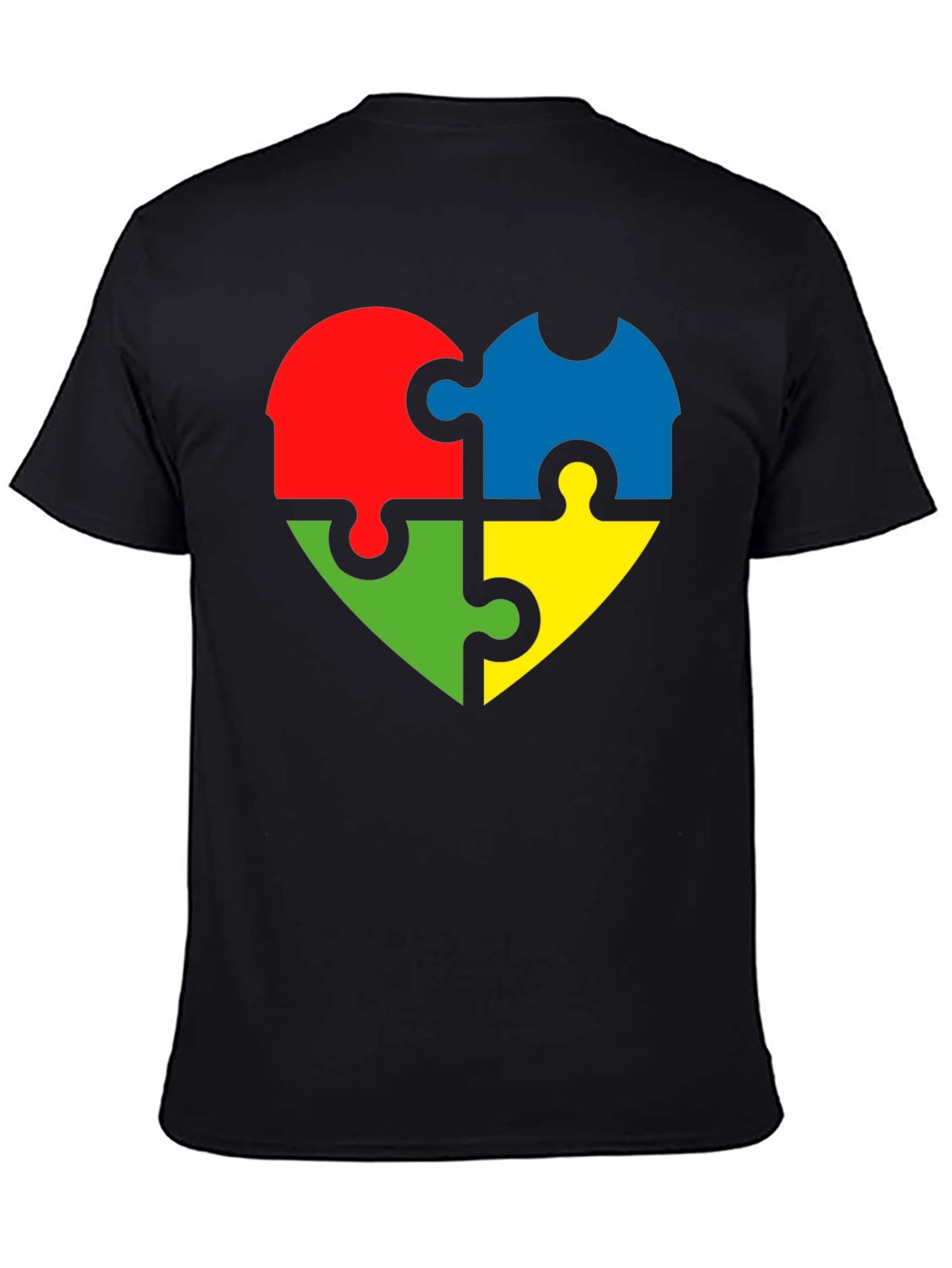 Autism Awareness Puzzle Heart Tee - Black
