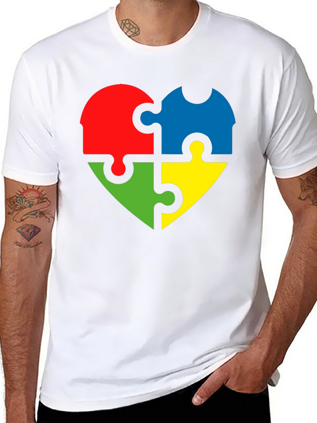Autism Awareness Puzzle Heart Tee - Black