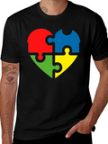 Autism Awareness Puzzle Heart Tee - Black