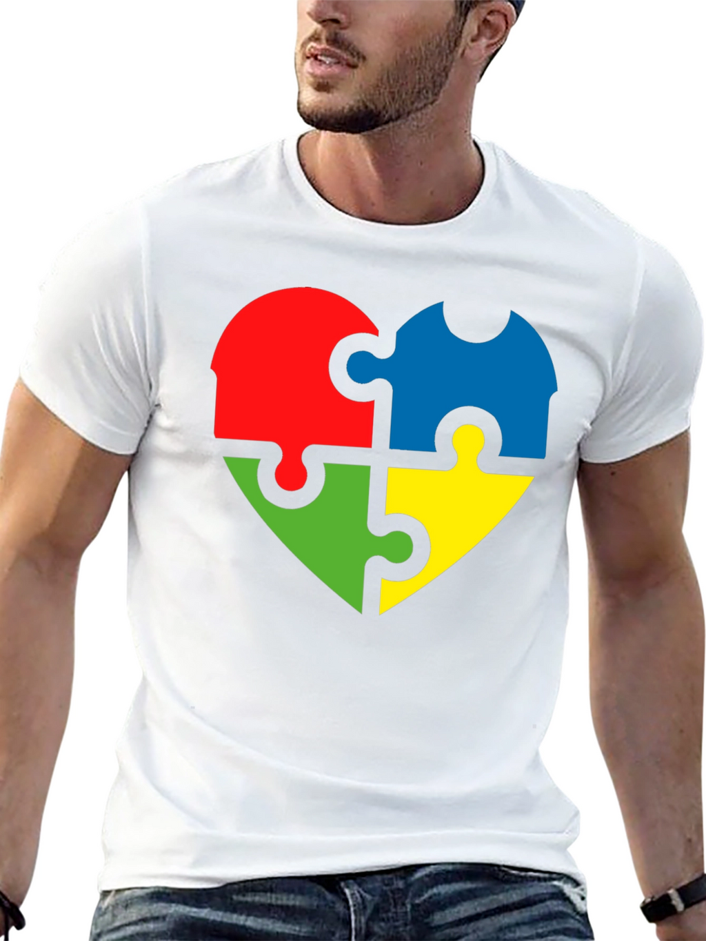 Autism Awareness Puzzle Heart Tee - Black