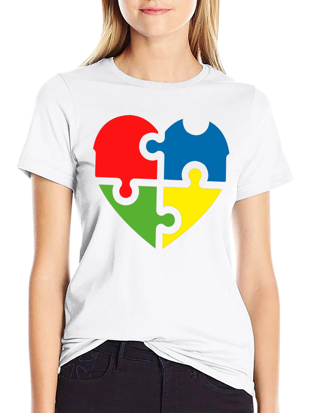 Autism Awareness Puzzle Heart Tee - Black