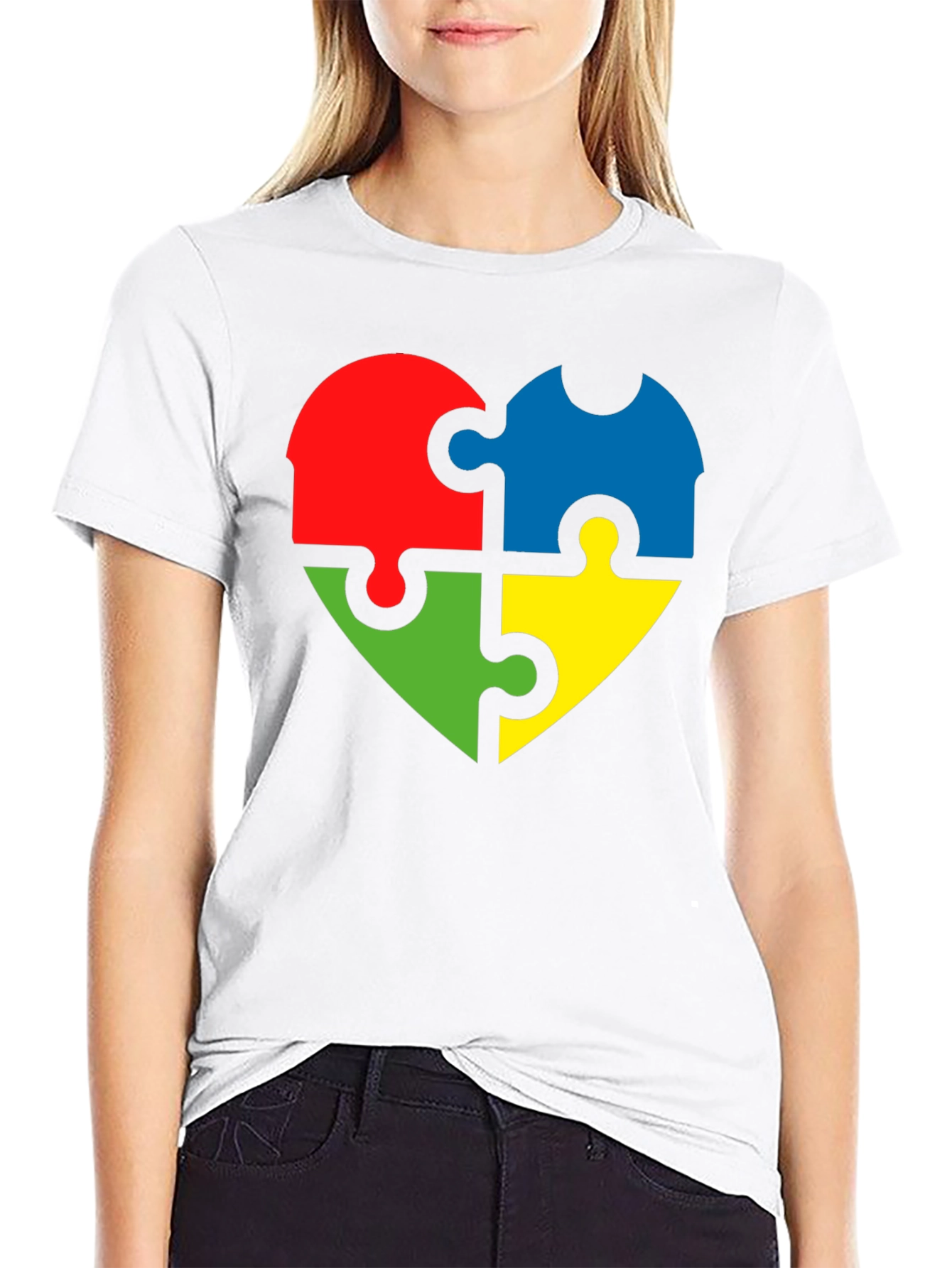 Autism Awareness Puzzle Heart Tee - Black