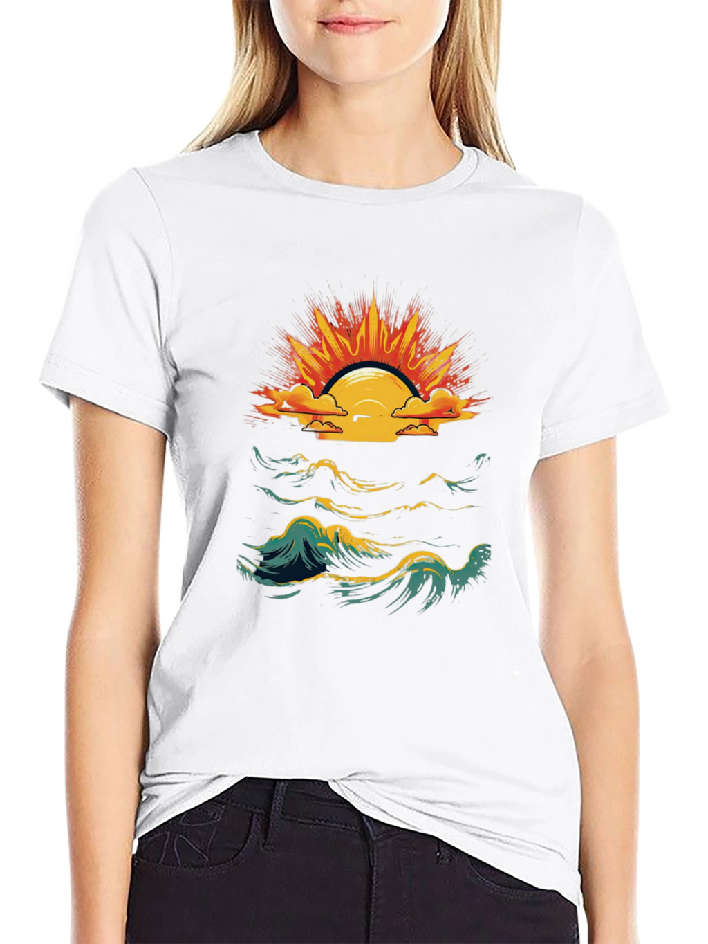 Ocean Sunset Graphic Tee - Black