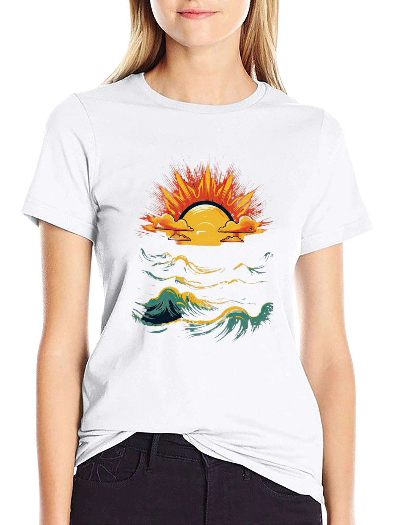 Ocean Sunset Graphic Tee - Black