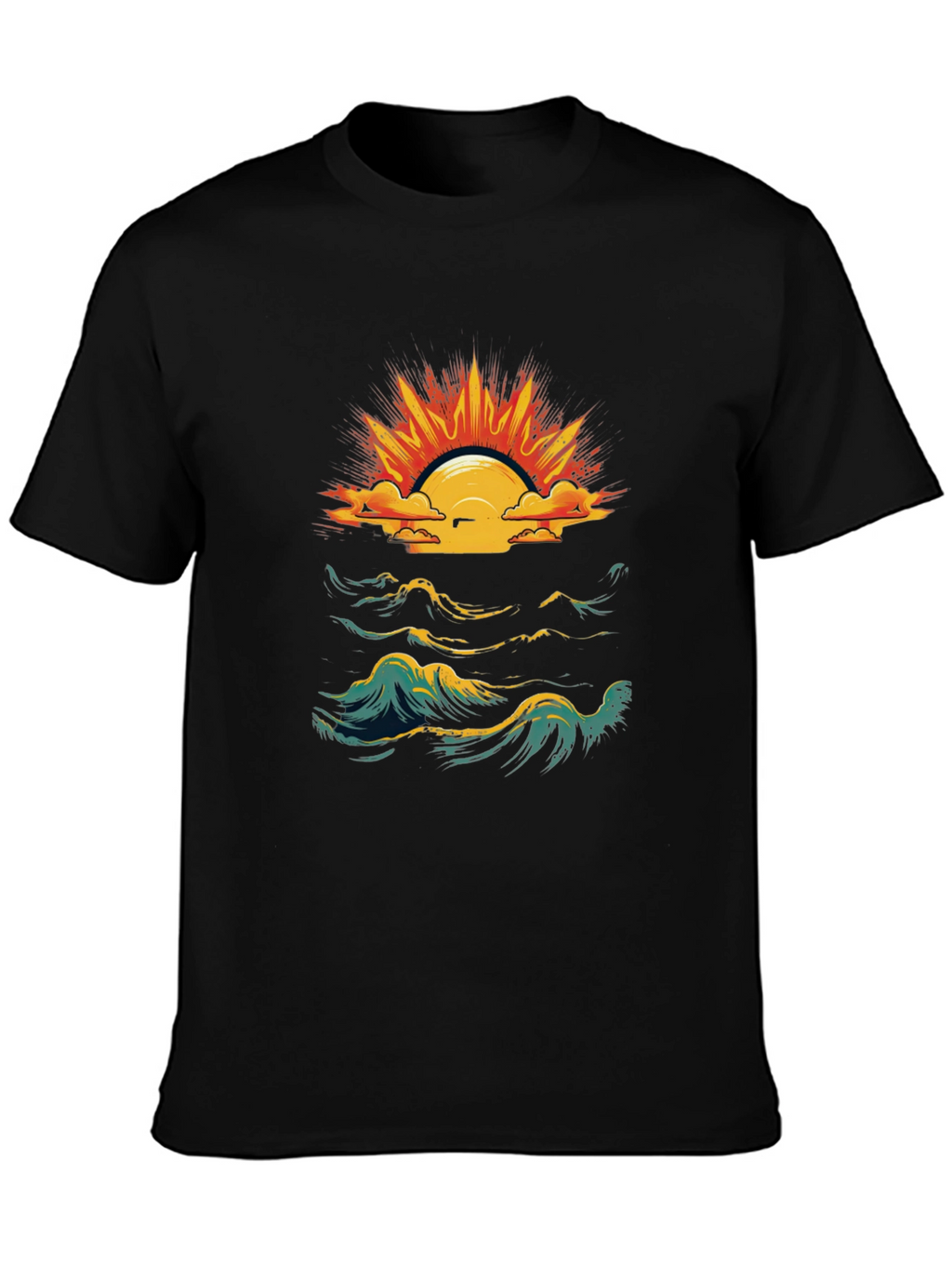 Ocean Sunset Graphic Tee - Black