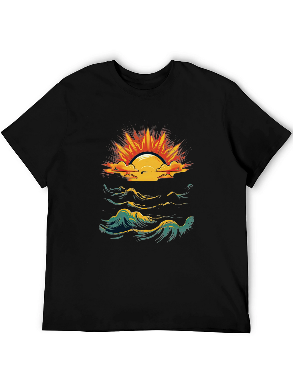 Ocean Sunset Graphic Tee - Black