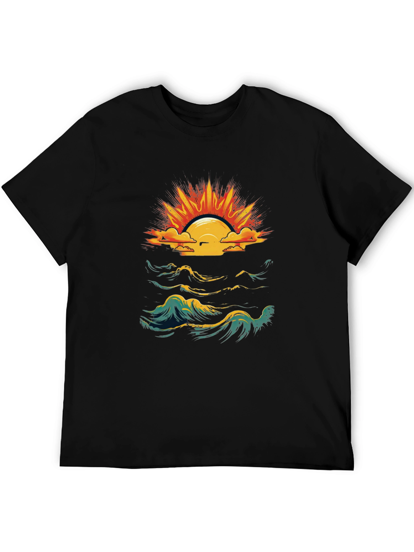 Ocean Sunset Graphic Tee - Black