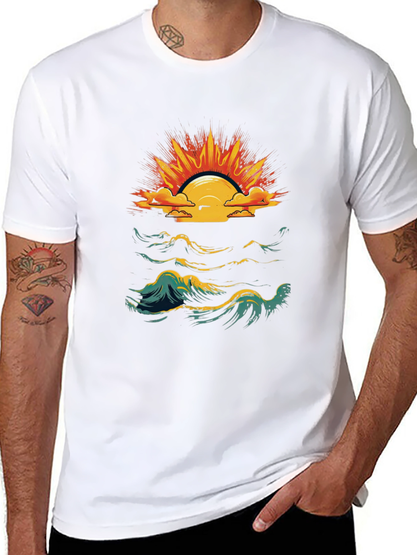 Ocean Sunset Graphic Tee - Black