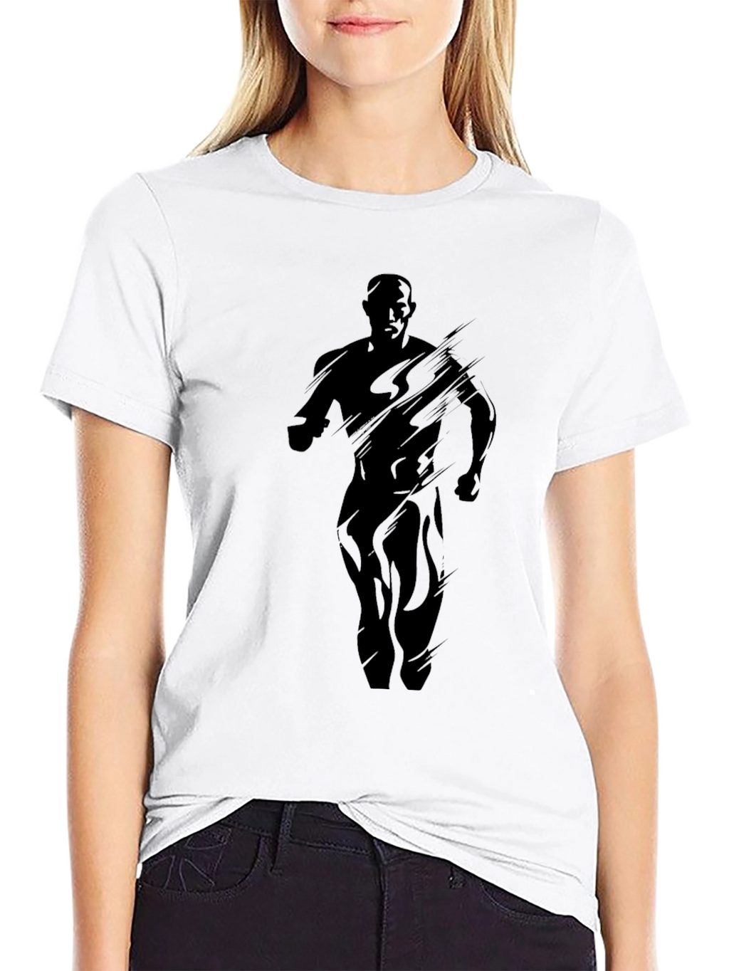 Mens Black Graphic Tee - Running Silhouette Design
