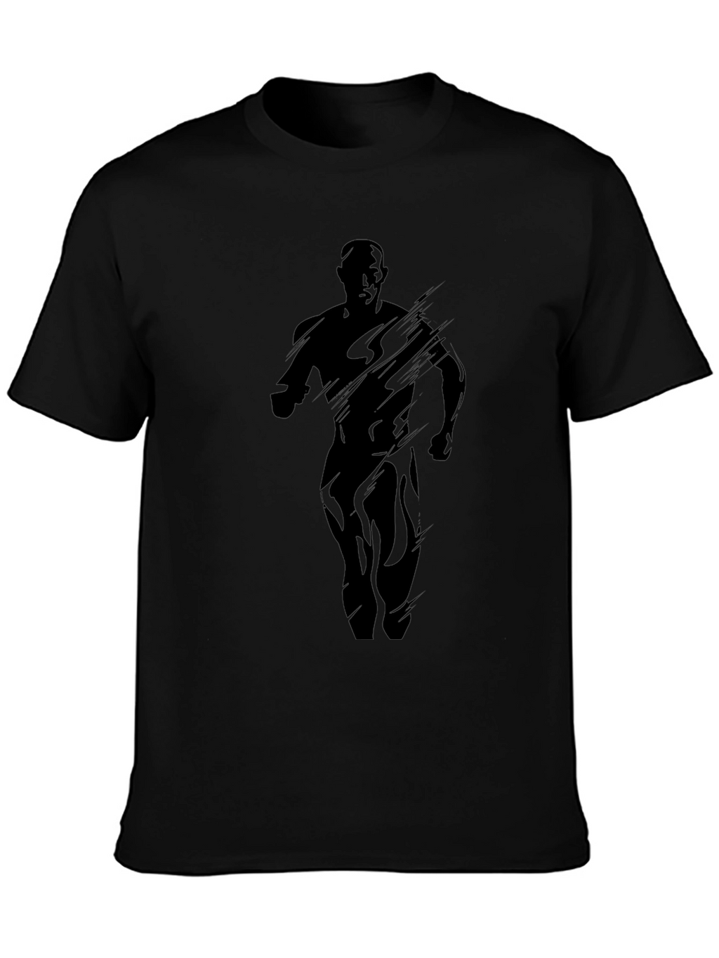 Mens Black Graphic Tee - Running Silhouette Design