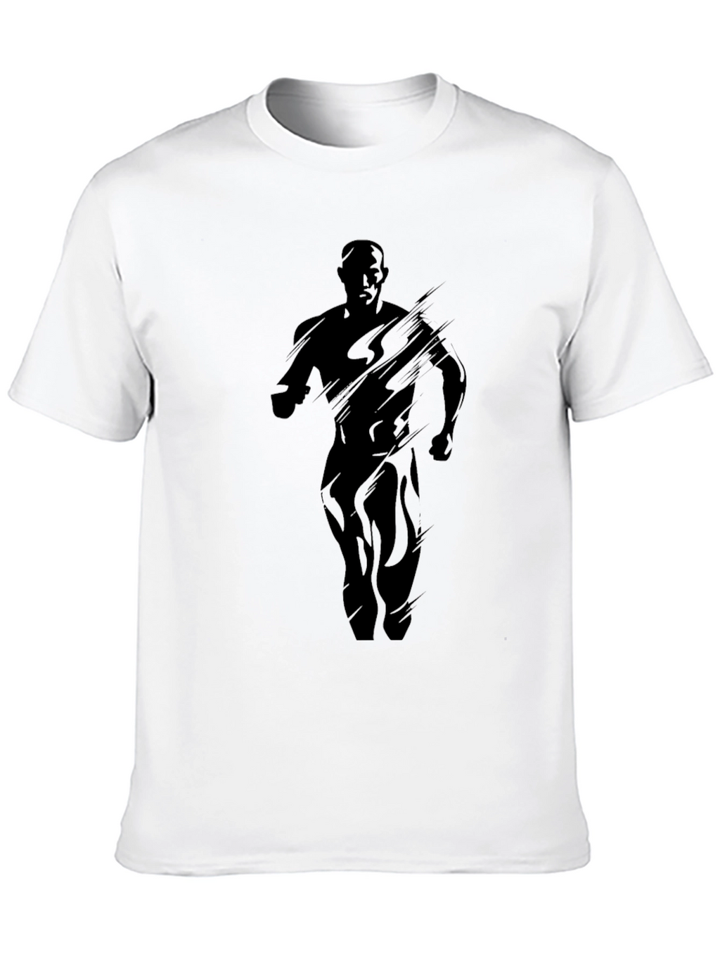 Mens Black Graphic Tee - Running Silhouette Design