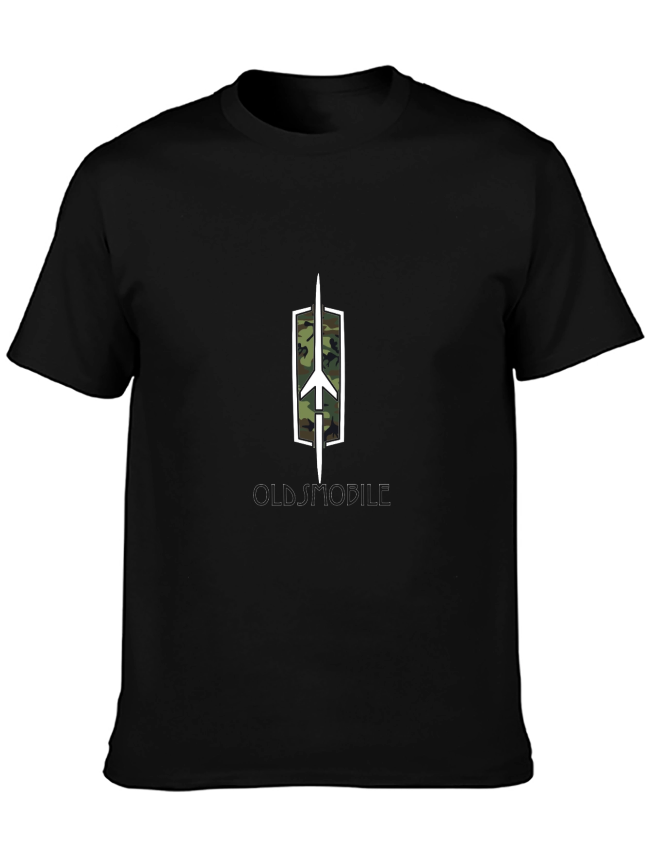 Oldsmobile Logo Camo Fill Black T-Shirt