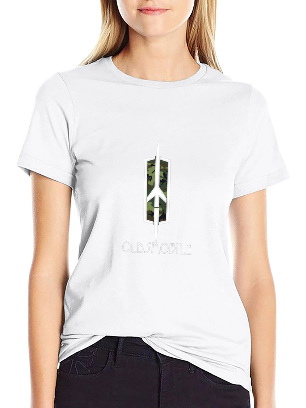 Oldsmobile Logo Camo Fill Black T-Shirt