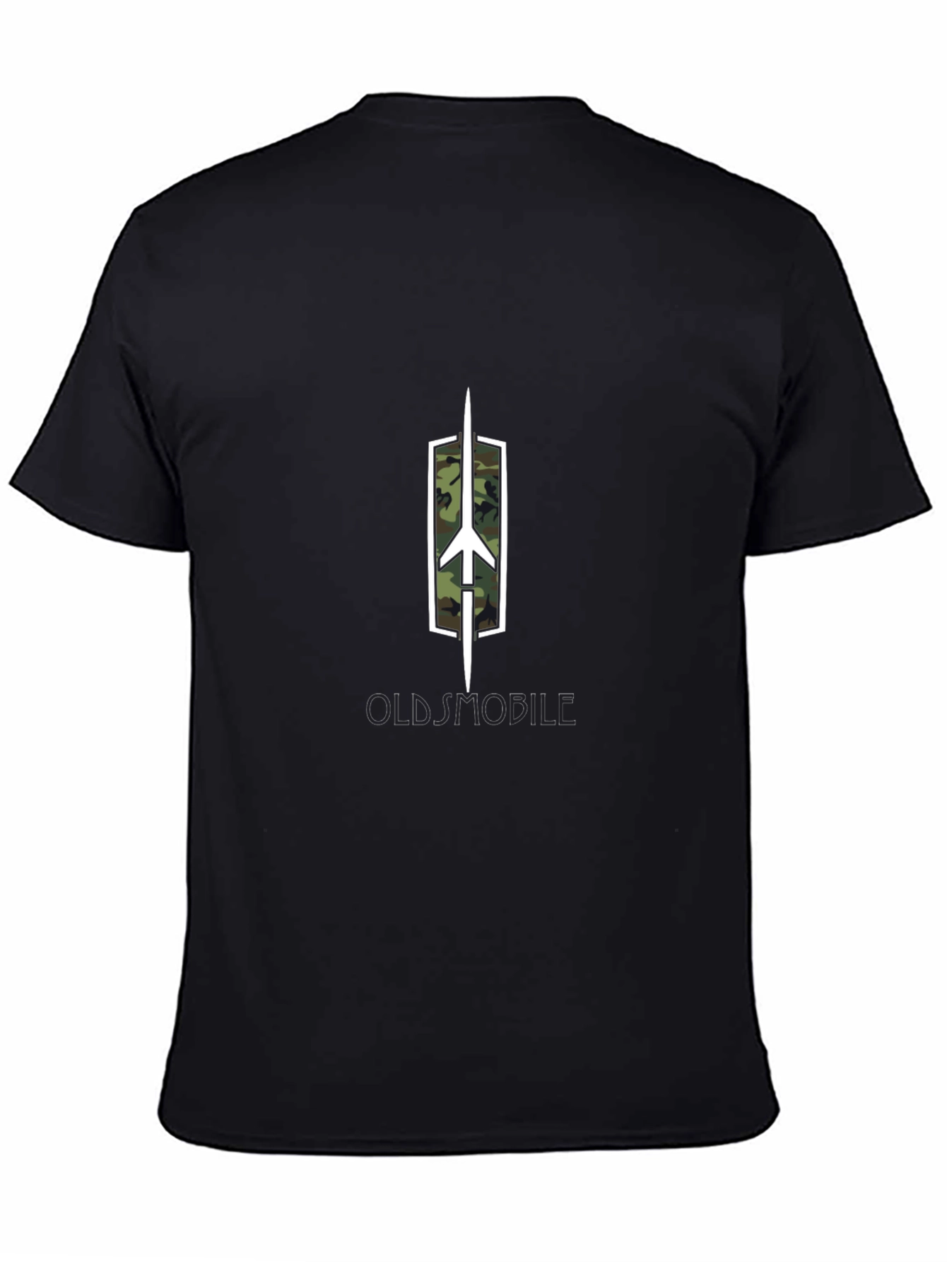 Oldsmobile Logo Camo Fill Black T-Shirt