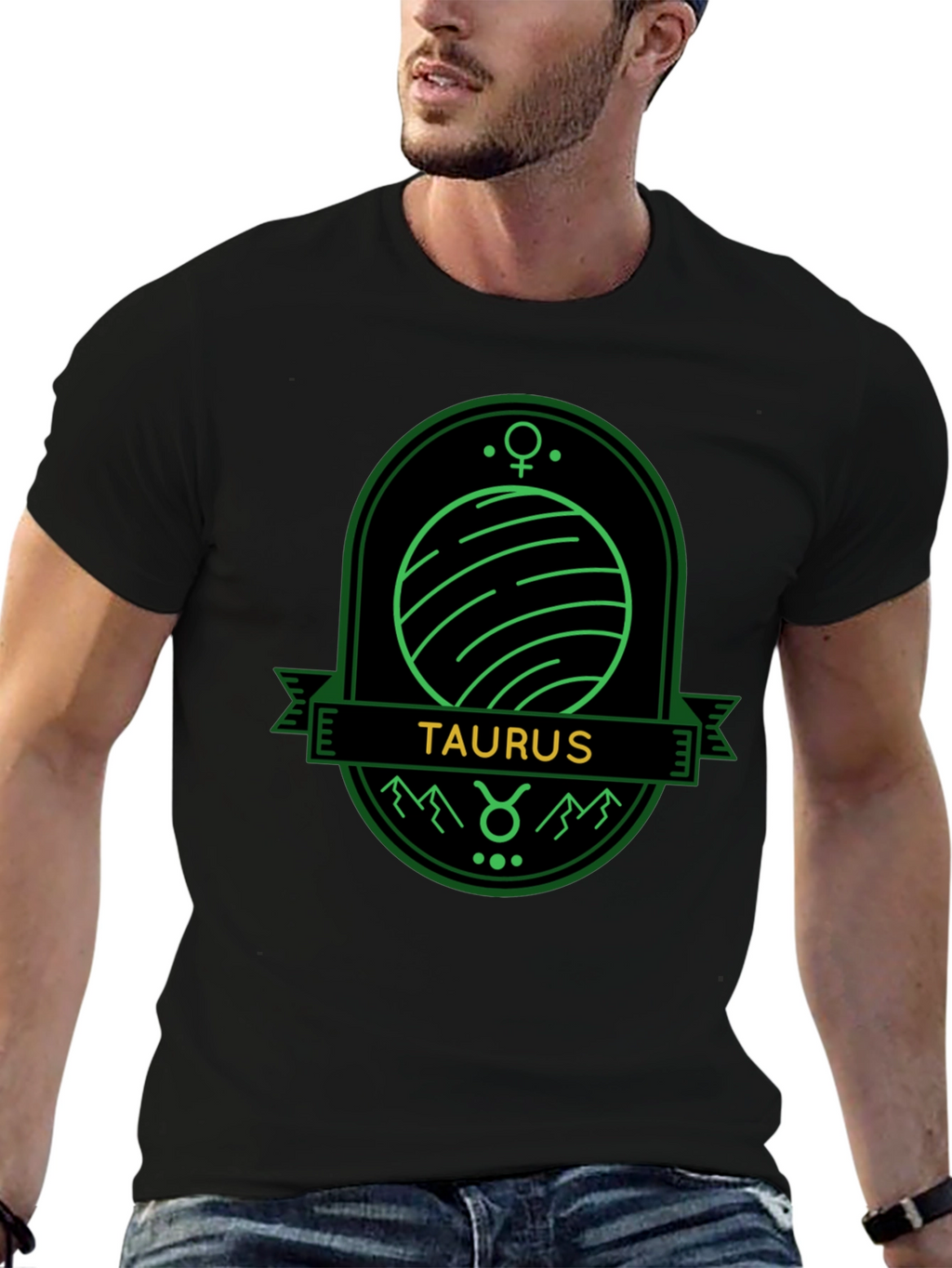 Taurus Zodiac Sign Graphic Tee - Unisex Black T-Shirt