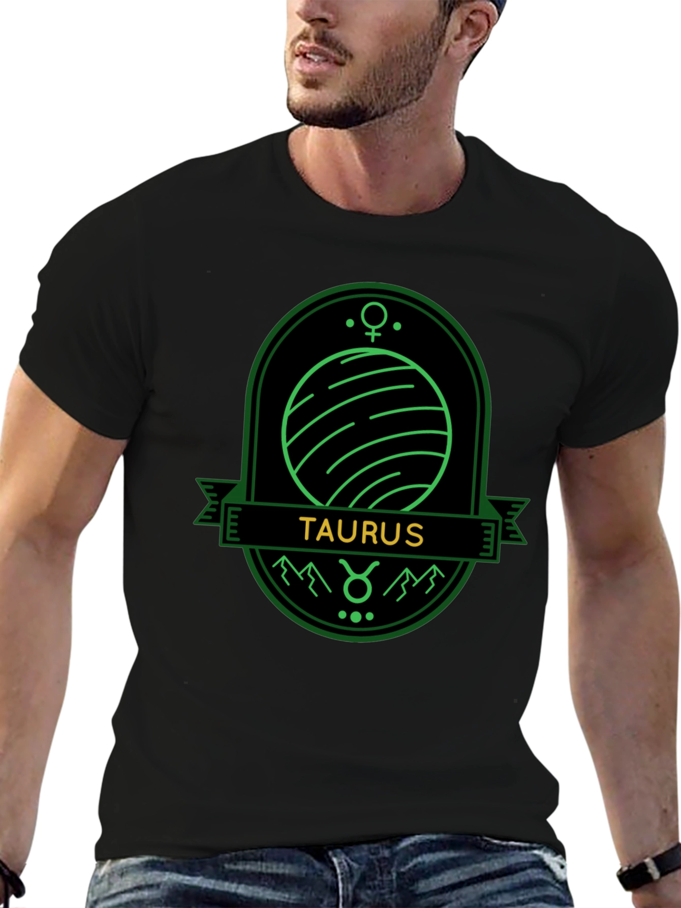 Taurus Zodiac Sign Graphic Tee - Unisex Black T-Shirt